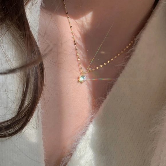 Sterling Silver Gold Gucci Chain with Cubic Zirconia Charm - Picture 3 of 7